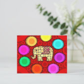 Carte Postale Funky Red Elephant Cercles Concentrés Mosaïque (Debout devant)