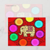 Carte Postale Funky Red Elephant Cercles Concentrés Mosaïque (Devant / Derrière)
