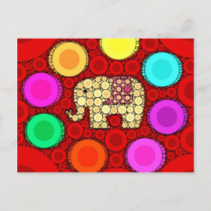 Carte Postale Funky Red Elephant Cercles Concentrés Mosaïque