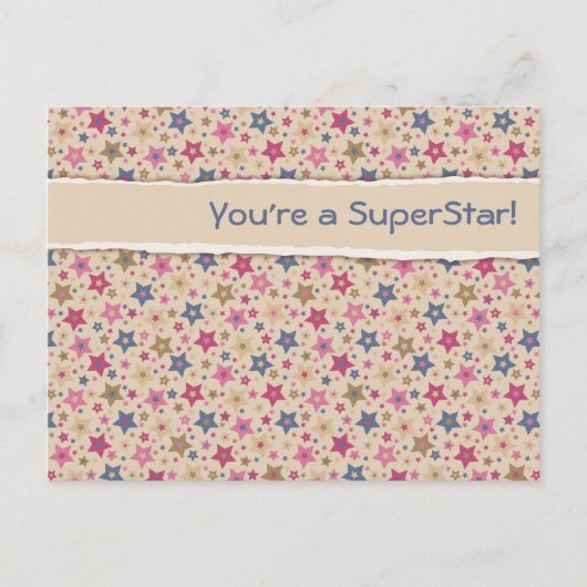 Carte Postale Funky Stars Beige Rose (Devant)