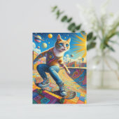 Carte Postale Funky Surreal Skateboard Kitty (Debout devant)