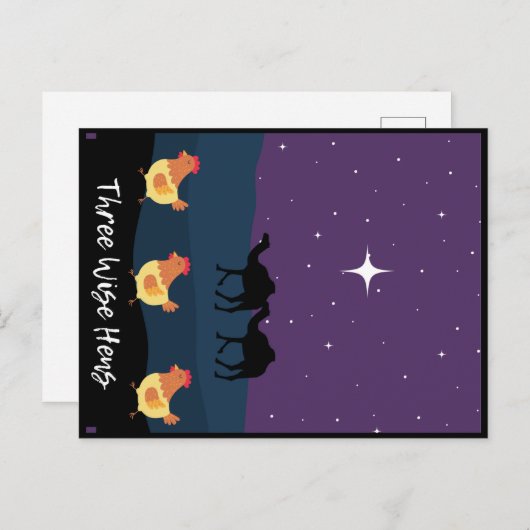 Carte postale Funky Three Wise Hens Christmas (Devant / Derrière)