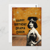 Carte Postale Funky Vintage Drama Queen Anniversaire (Devant / Derrière)