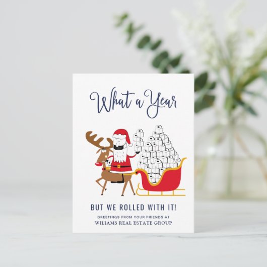 Carte Postale Funky What a Year Christmas Corporate (Debout devant)