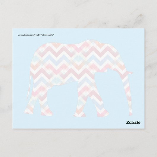 Carte Postale Funky Zigzag Chevron Elephant sur bleu Turquoise (Dos)