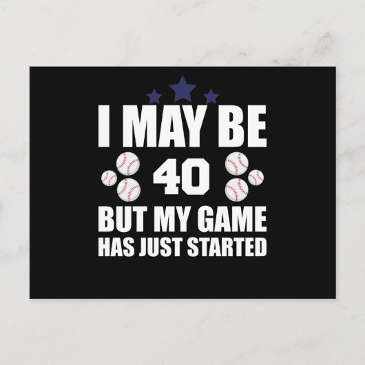 Carte Postale Funny 40th Birthday Baseball Fan 40 Year Old Birth (Devant)