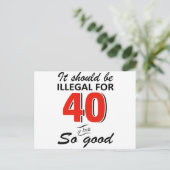 Carte Postale Funny 40th year old birthday designs (Debout devant)