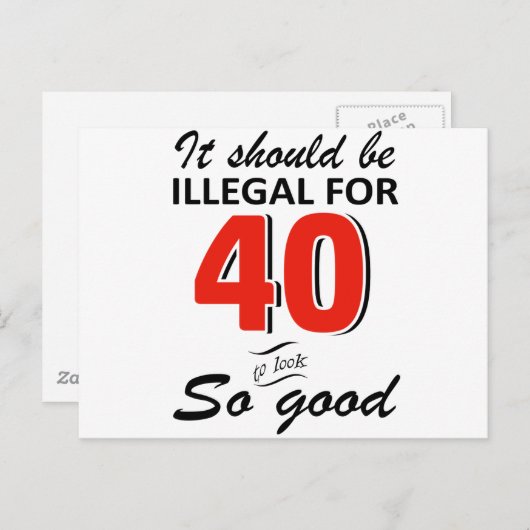Carte Postale Funny 40th year old birthday designs (Devant / Derrière)