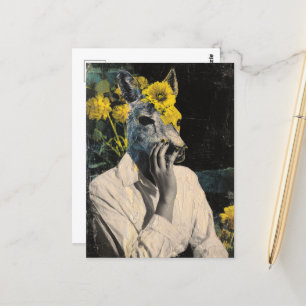 Carte Postale Funny Adorable Deer Woman Collage