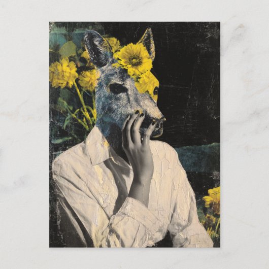 Carte Postale Funny Adorable Deer Woman Collage (Devant)