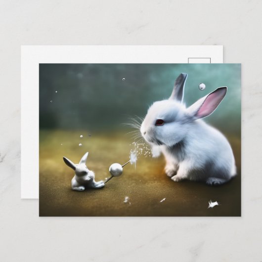 Carte Postale Funny AI généré lapin magique (Devant / Derrière)
