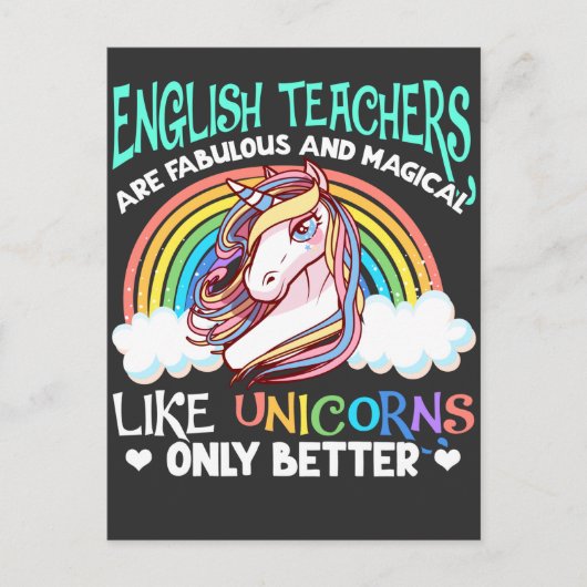 Carte Postale Funny Anglais enseignant Magique Unicorn Lover (Devant)