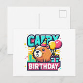 Carte Postale Funny Animal Pun - Capybara Anniversaire Fête (Devant / Derrière)