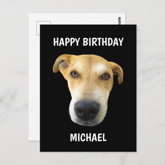 Carte Postale Funny Anniversaire Chien Chien Chien Visage Person (Devant / Derrière)