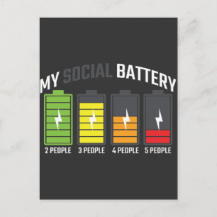 Carte Postale Funny Anti Social Introvertir Faible Batterie Soci