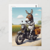 Carte Postale Funny Appaloosa Mule sur une moto (Devant / Derrière)