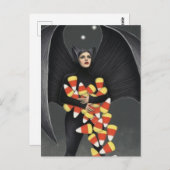 Carte Postale Funny Bat With Halloween Candy (Devant / Derrière)