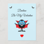 Carte Postale Funny Be My Valentine Cartoon Vampire Nom de chaum (Devant)