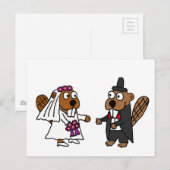 Carte Postale Funny Beaver Bride et Mariage de chambre (Devant / Derrière)