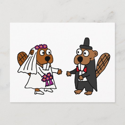Carte Postale Funny Beaver Bride et Mariage de chambre (Devant)