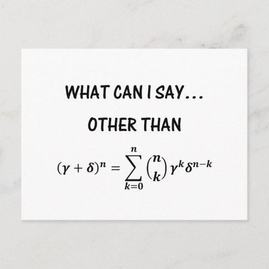 Carte Postale Funny Binomial Theorem STEM Math Science Humour (Devant)