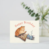 Carte Postale Funny Birthday Card Chat et souris Jouer aux échec (Debout devant)
