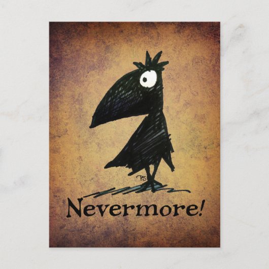 Carte Postale Funny Black Raven par Edgar Allen Poe - Plus jamai (Devant)
