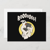 Carte Postale Funny Bookworm Ghost Halloween Costume Booooks (Devant / Derrière)