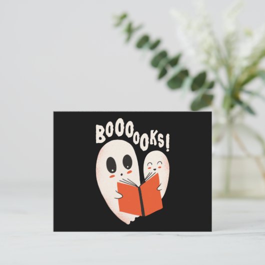 Carte Postale Funny Bookworm Ghost Halloween Costume Booooks (Debout devant)