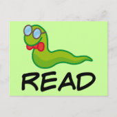 Carte Postale Funny Bookworm READ Cadeau (Devant)