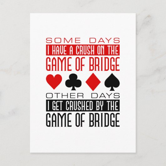 Carte Postale Funny Bridge Player Club écrasé jeu de pont (Devant)