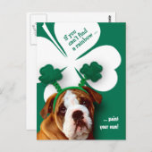 Carte Postale Funny Bulldog St. Patrick's Day Custom (Devant / Derrière)