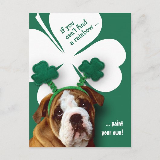 Carte Postale Funny Bulldog St. Patrick's Day Custom (Devant)