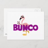 Carte Postale Funny Bunco Dice Jeu et Flamant rose rose (Devant / Derrière)