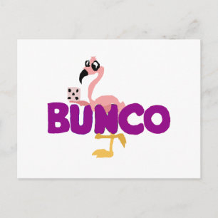 Carte Postale Funny Bunco Dice Jeu et Flamant rose rose