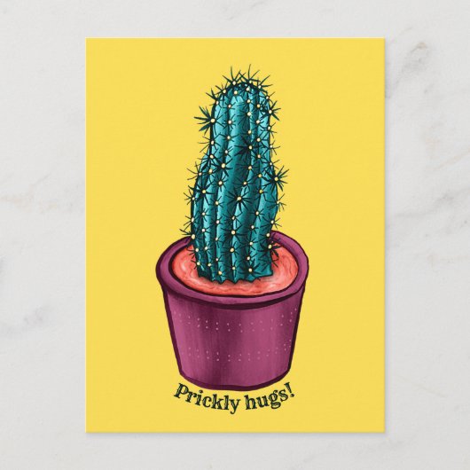 Carte Postale Funny Cactus Psychedelic Poted Plante Succulent (Devant)
