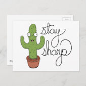 Carte Postale Funny Cactus Rester Sharp Caractère (Devant / Derrière)