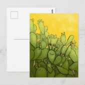 Carte Postale Funny Cactus Vert Jaune Succulent (Devant / Derrière)