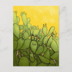 Carte Postale Funny Cactus Vert Jaune Succulent