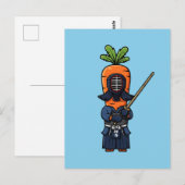 Carte Postale Funny Carrot Kendo Warrior Shinai Illustration (Devant / Derrière)