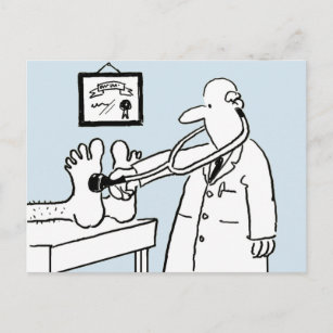 Carte Postale Funny Cartoon Doctor Using Stethoscope on Patient