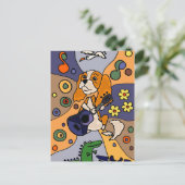 Carte Postale Funny Cavalier King Charles Spaniel Chien Abstrait (Debout devant)