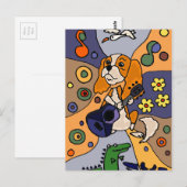 Carte Postale Funny Cavalier King Charles Spaniel Chien Abstrait (Devant / Derrière)