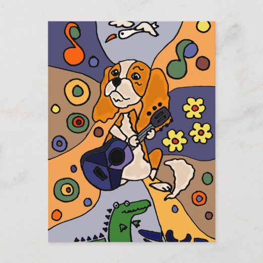 Carte Postale Funny Cavalier King Charles Spaniel Chien Abstrait (Devant)