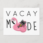 Carte Postale Funny Chat Flamant rose Vacay mode vacances (Devant)