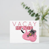 Carte Postale Funny Chat Flamant rose Vacay mode vacances (Debout devant)
