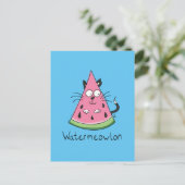 Carte Postale Funny Chat Watermelon mignon Kids (Debout devant)