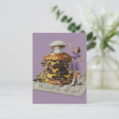 Carte Postale Funny Cheeseburger Mushroom Cheer Lady Collage (Debout devant)