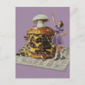 Carte Postale Funny Cheeseburger Mushroom Cheer Lady Collage (Devant)