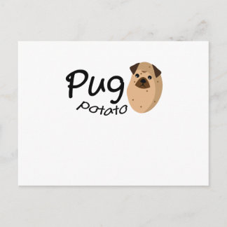 Carte Postale Funny Chien Carlin Pomme de terre Cadeau Amoureux 